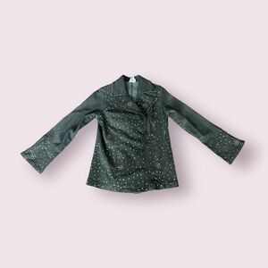 Women’s DG By Diane Gilman Denim Blazer Gold Stud Accents Size Small